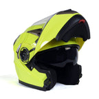 Milwaukee Helmets MPH9809DOT Ionized Neon Yellow Advanced Motorcycle Modular Helmet Biker w/ Drop Down Visor