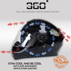 Milwaukee Helmets MPH9815DOT Breeze Gloss Black Advanced Motorcycle Modular Helmet Biker w/ Drop Down Visor