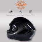 Milwaukee Helmets MPH9815DOT Breeze Gloss Black Advanced Motorcycle Modular Helmet Biker w/ Drop Down Visor