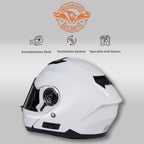 Milwaukee Helmets MPH9816DOT Breeze White Advanced Motorcycle Modular Helmet Biker w/ Drop Down Visor