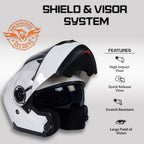 Milwaukee Helmets MPH9816DOT Breeze White Advanced Motorcycle Modular Helmet Biker w/ Drop Down Visor