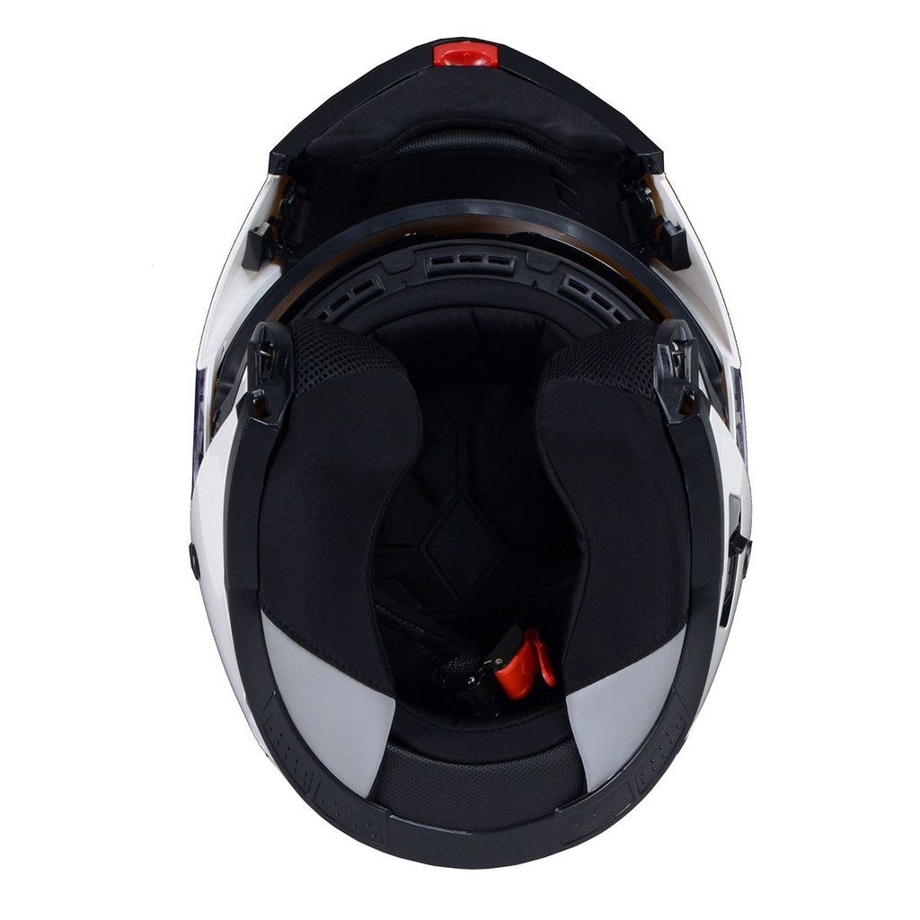 Milwaukee Helmets MPH9816DOT Breeze White Advanced Motorcycle Modular Helmet Biker w/ Drop Down Visor