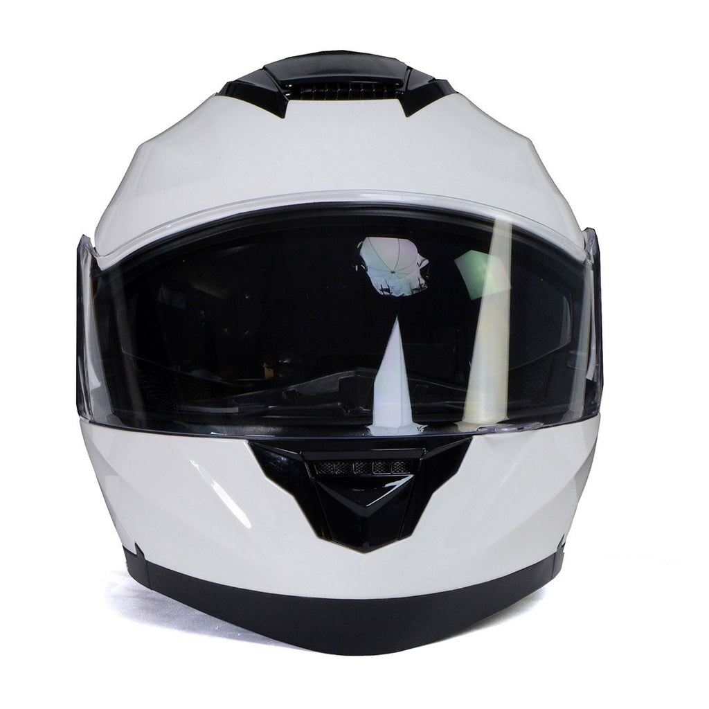 Milwaukee Helmets MPH9816DOT Breeze White Advanced Motorcycle Modular Helmet Biker w/ Drop Down Visor