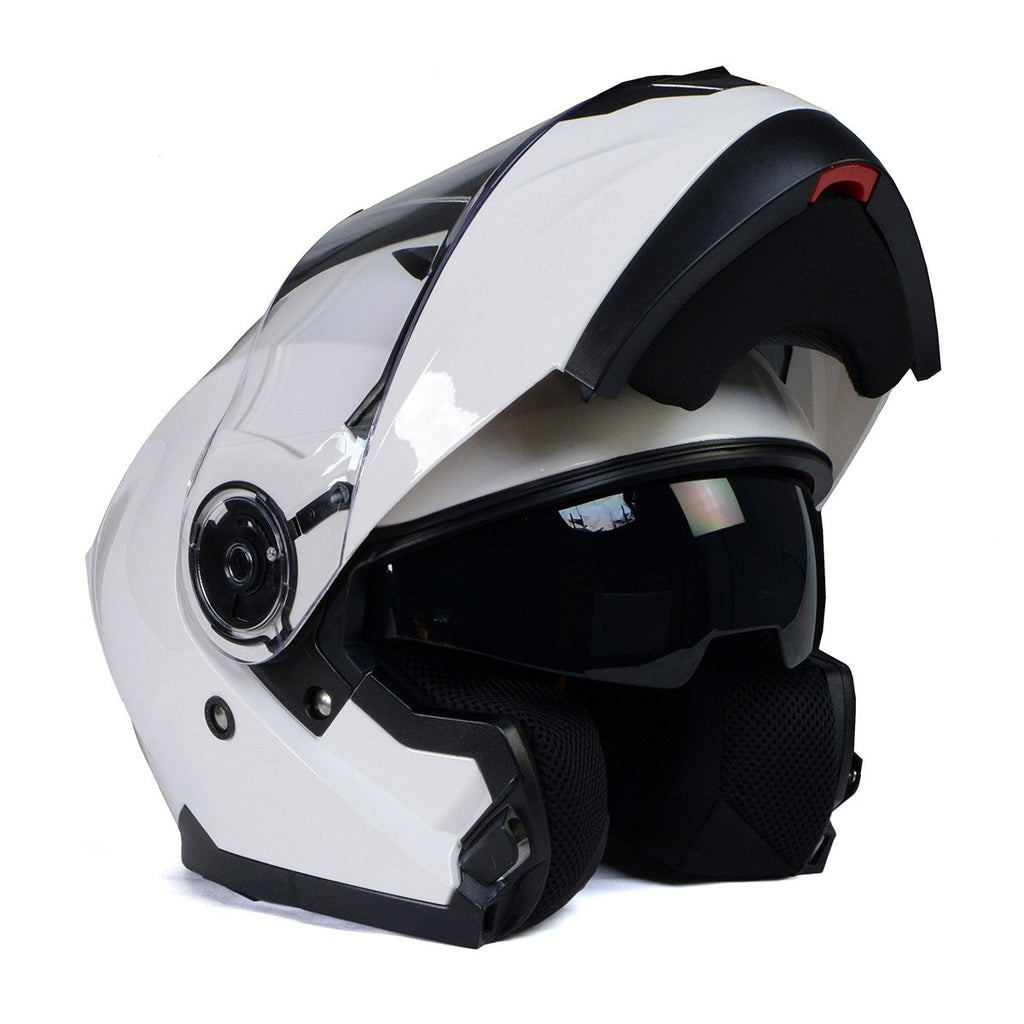 Milwaukee Helmets MPH9816DOT Breeze White Advanced Motorcycle Modular Helmet Biker w/ Drop Down Visor
