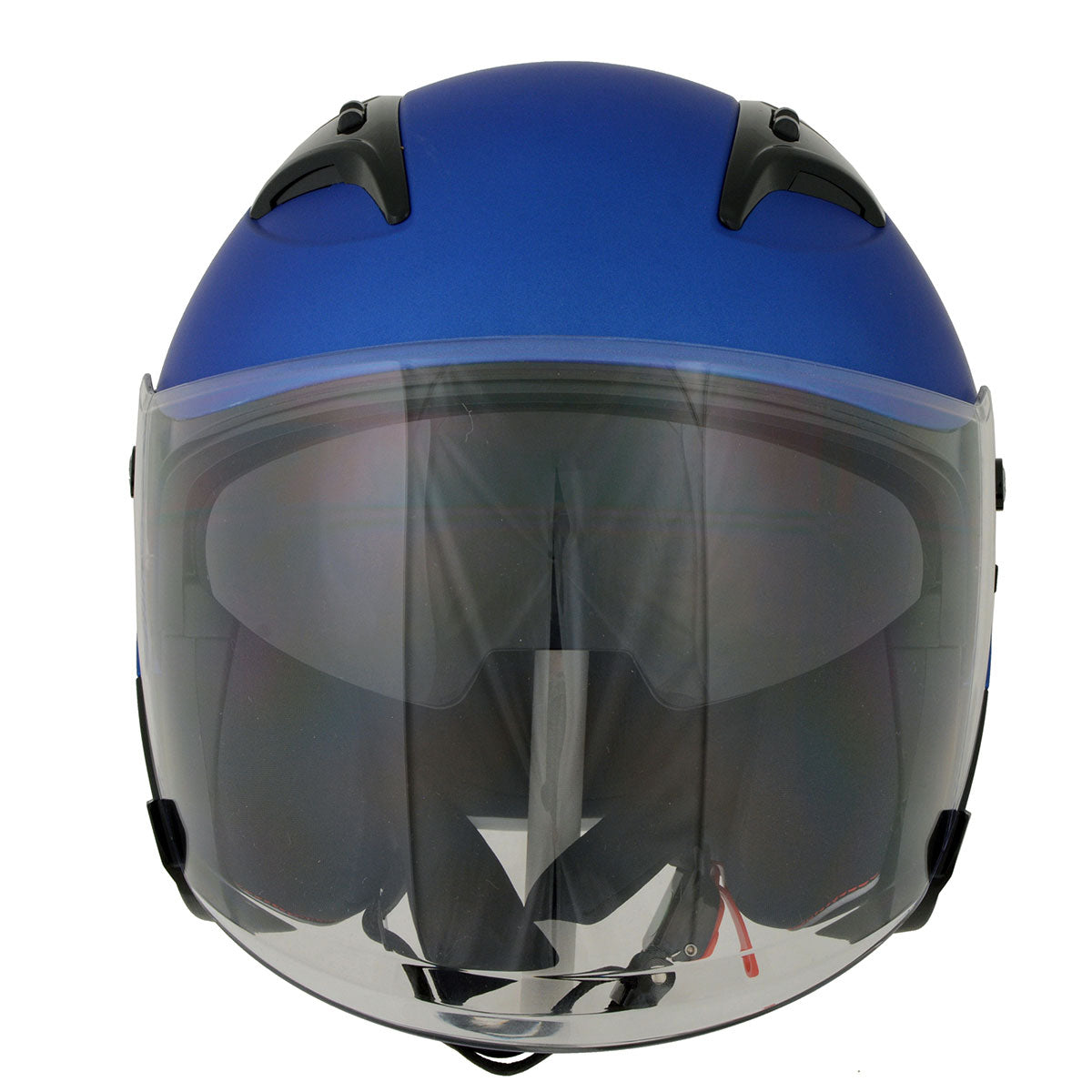 Milwaukee Helmets MPH9825DOT 'Shift' Open Face 3/4 Blue Helmet for Men and Women Biker with Drop Down Tinted Visor