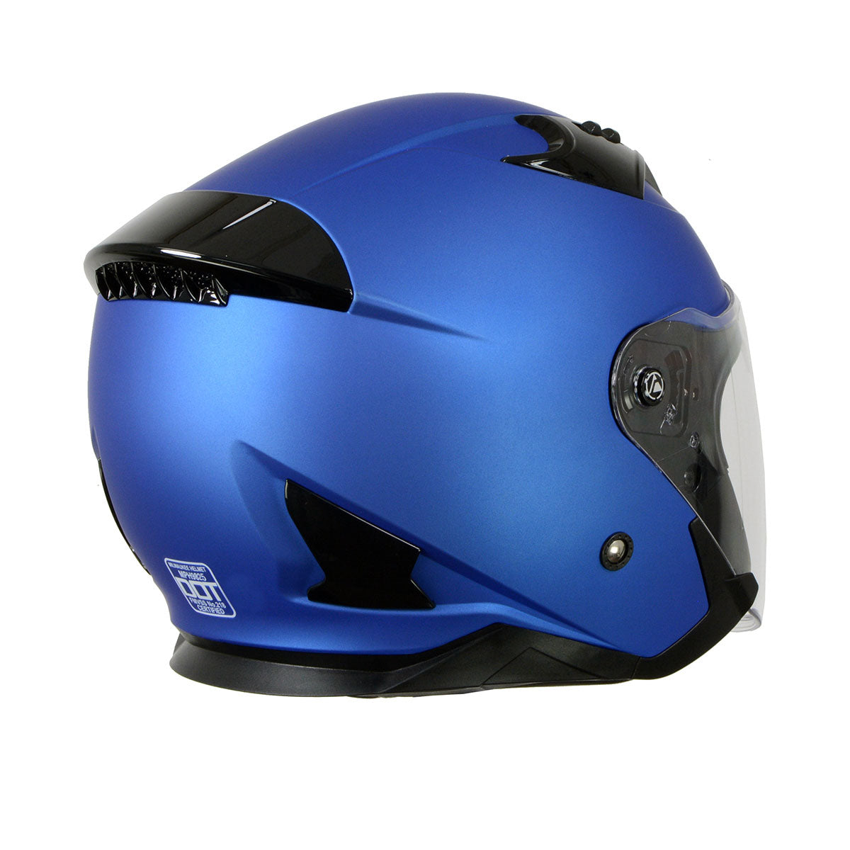 Milwaukee Helmets MPH9825DOT 'Shift' Open Face 3/4 Blue Helmet for Men and Women Biker with Drop Down Tinted Visor