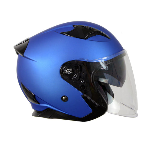 Milwaukee Helmets MPH9825DOT 'Shift' Open Face 3/4 Blue Helmet for Men and Women Biker with Drop Down Tinted Visor