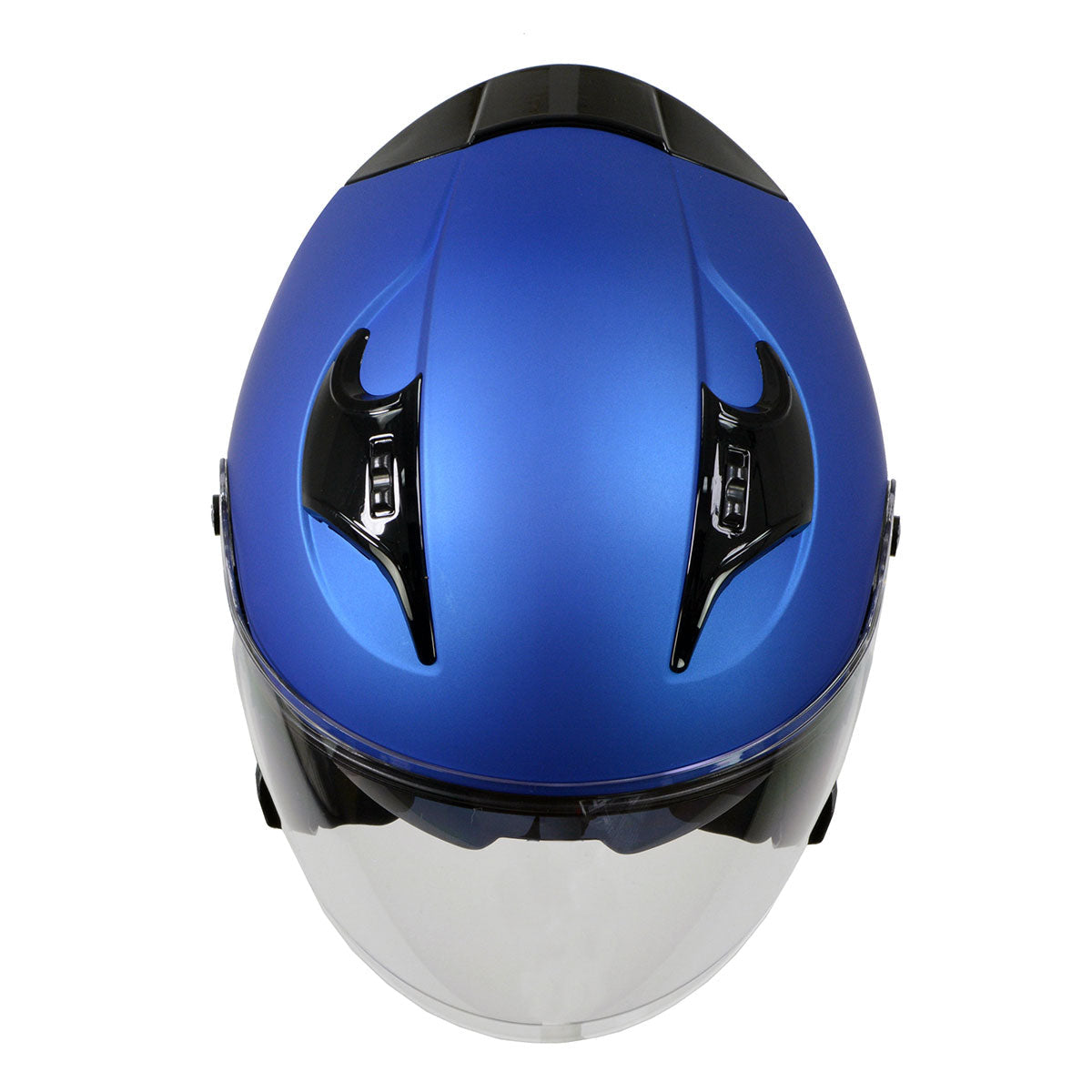 Milwaukee Helmets MPH9825DOT 'Shift' Open Face 3/4 Blue Helmet for Men and Women Biker with Drop Down Tinted Visor