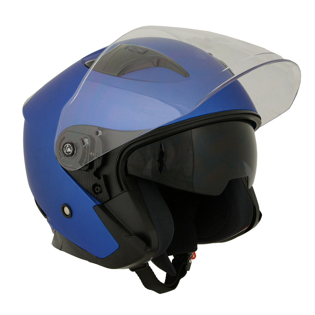 blue motorcycle half helmets Milwaukee Helmets MPH9825DOT Shift Open Face 3/4 Blue Helmet Biker w/ – Hot Leathers