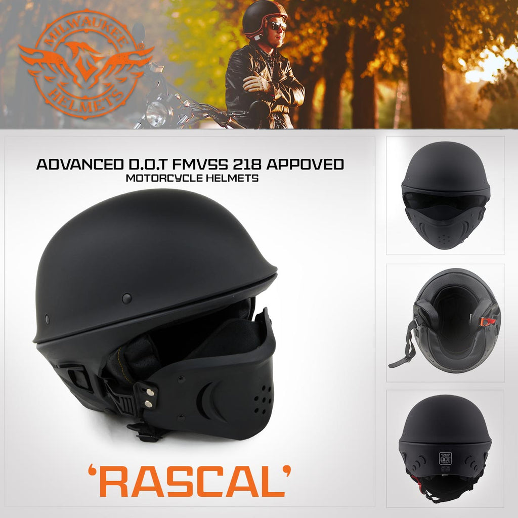 Milwaukee Helmets MPH9831DOT Rascal 3/4 Open Face Gloss Black 2 in 1 M – Hot Leathers Milwaukee Helmets MPH9831DOT Rascal 3/4 Open Face Gloss Black 2 in 1 M – Hot Leathers
