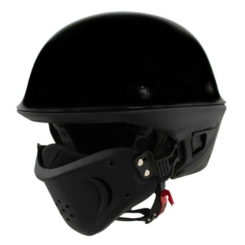Milwaukee Helmets MPH9831DOT Rascal 3/4 Open Face Gloss Black 2 in 1 Motorcycle Helmet Biker Milwaukee Helmets MPH9831DOT Rascal 3/4 Open Face Gloss Black 2 in 1 Motorcycle Helmet Biker