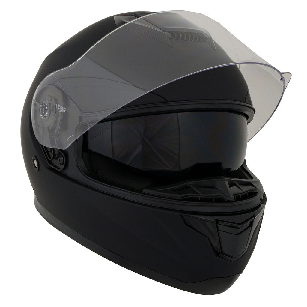 full face motorcycle helmets for woman Milwaukee Helmets MPH9835DOT Sweeper Flat Black Advanced Motorcycle Full Face Helmet Biker w/ Drop Down Visor