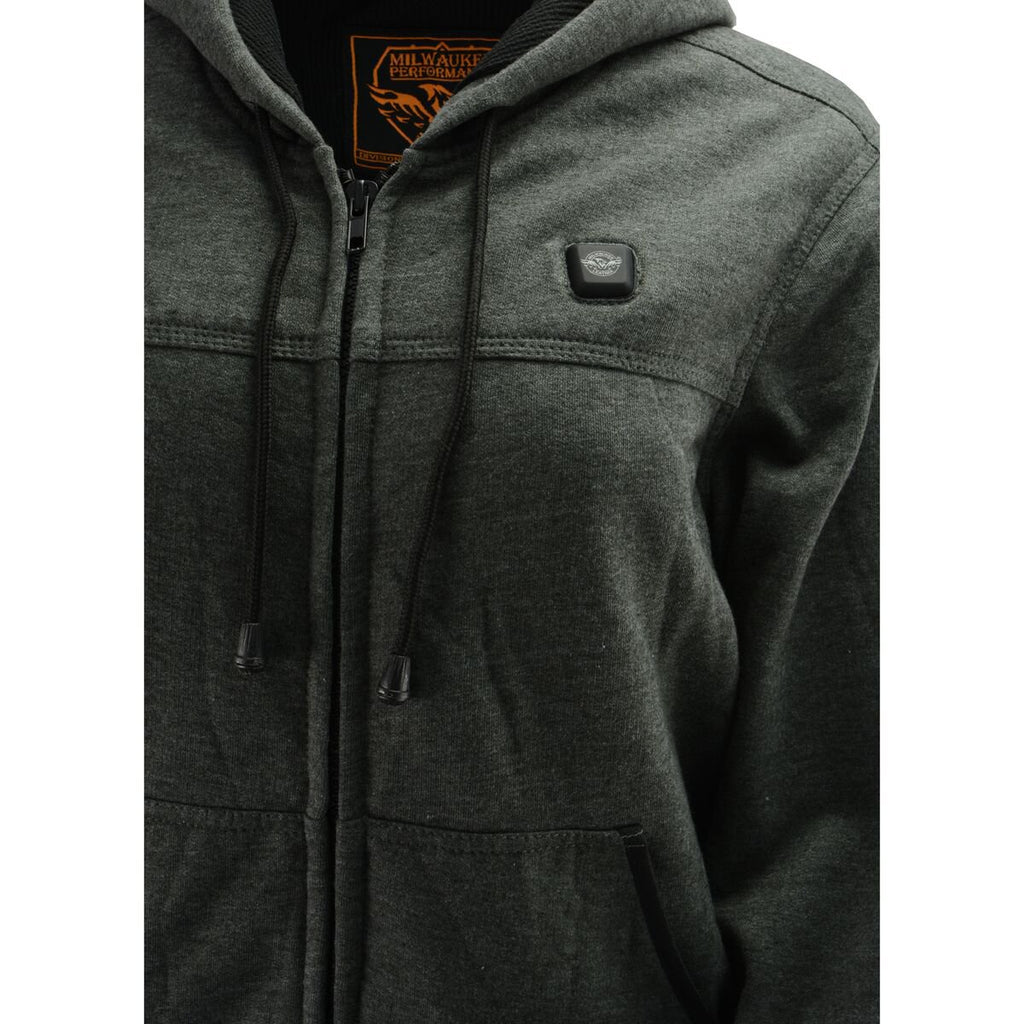 Milwaukee Leather MPL2717DUAL Women's Grey Hoodie with Heating Elements and Included Battery Pack - Milwaukee Leather Womens Heated Hoodies