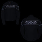 Milwaukee Leather MPL2730 Women's Black Crossover Textile Scooter Jacket with Reflective Skulls