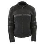 Milwaukee Leather MPL2775 Ladies Black Armored Textile and Mesh Racing Jacket