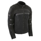 Milwaukee Leather MPL2775 Ladies Black Armored Textile and Mesh Racing Jacket