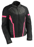 Milwaukee Leather MPL2794 Women's Black and Pink Mesh Racer Jacket with Gun Pockets - Milwaukee Leather Womens Textile Jackets