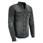 Milwaukee Leather MPM1620 Men's Black Flannel Biker Shirt w/ CE Approved Armor - Reinforced w/ Aramid Fibers
