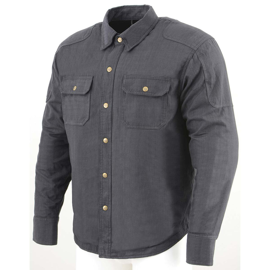 Milwaukee Leather MPM1622 Men's Black Armored Biker Shirt with Reinforced Fibers