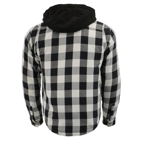 Milwaukee Performance MPM1629 Men's Black and White Armored Hooded Flannel Shirt with Aramid by DuPont Fibers