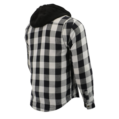 Milwaukee Performance MPM1629 Men's Black and White Armored Hooded Flannel Shirt with Aramid by DuPont Fibers