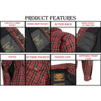 Milwaukee Performance MPM1632 Men's Armored Checkered Flannel Biker Shirt with Aramid® by DuPont™ Fibers