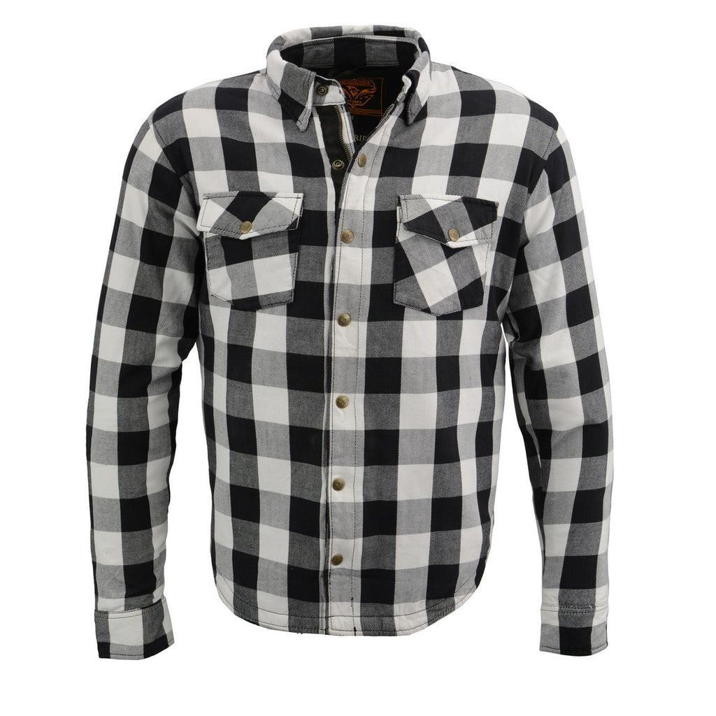 Milwaukee Leather MPM1633 Men's Armored Checkered Flannel Biker Shirt with Aramid® by DuPont™ Fibers