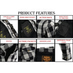 Milwaukee Leather MPM1633 Men's Armored Checkered Flannel Biker Shirt with Aramid® by DuPont™ Fibers