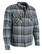Milwaukee Leather MPM1636 Men's Long Sleeve Flannel Biker Shirt w/ CE Approved Armor - Reinforced w/ Aramid Fiber