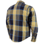 Milwaukee Performance MPM1639 Men's Beige, Black and Blue Armored Long Sleeve Flannel Shirt with Kevlar