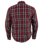Milwaukee Performance MPM1640 Men’s Maroon, Black and White Armored Long Sleeve Flannel Shirt with Kevlar