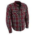 Milwaukee Performance MPM1640 Men’s Maroon, Black and White Armored Long Sleeve Flannel Shirt with Kevlar