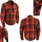 Milwaukee Performance MPM1641 Men's Orange, Red and Black Armored Long Sleeve Flannel Shirt with Kevlar
