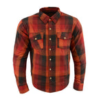 Milwaukee Performance MPM1641 Men's Orange, Red and Black Armored Long Sleeve Flannel Shirt with Kevlar