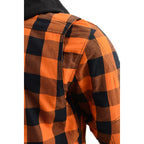 Milwaukee Leather MPM1642 Men's Orange and Black Armored Long Sleeve Hooded Flannel Shirt with Kevlar