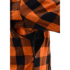 Milwaukee Leather MPM1642 Men's Orange and Black Armored Long Sleeve Hooded Flannel Shirt with Kevlar