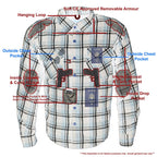 Milwaukee Performance MPM1643 Men's Brown, Black and White Armored Long Sleeve Flannel Shirt with Kevlar