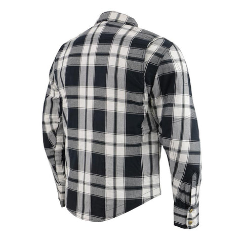 Milwaukee Performance MPM1644 Men's Black and White Armored Long Sleeve Flannel Shirt with Kevlar