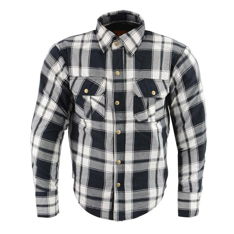 Milwaukee Performance MPM1644 Men's Black and White Armored Long Sleeve Flannel Shirt with Kevlar