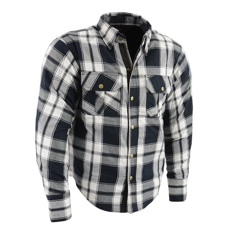 Milwaukee Performance MPM1644 Men's Black and White Armored Long Sleeve Flannel Shirt with Kevlar