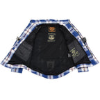 Milwaukee Performance MPM1645 Men's Blue, White and Maroon Armored Long Sleeve Flannel Shirt with Kevlar