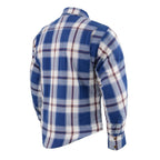 Milwaukee Performance MPM1645 Men's Blue, White and Maroon Armored Long Sleeve Flannel Shirt with Kevlar