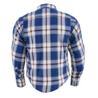 Milwaukee Performance MPM1645 Men's Blue, White and Maroon Armored Long Sleeve Flannel Shirt with Kevlar