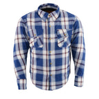 Milwaukee Performance MPM1645 Men's Blue, White and Maroon Armored Long Sleeve Flannel Shirt with Kevlar