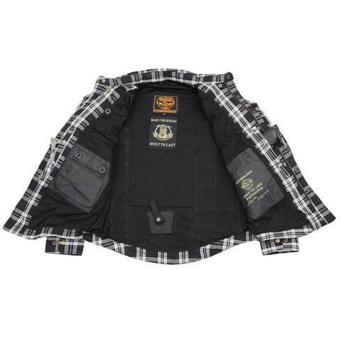 Milwaukee Performance MPM1646 Men's Black and White Armored Long Sleeve Flannel Shirt with Kevlar