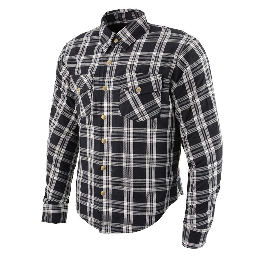 Milwaukee Performance MPM1646 Men's Black and White Armored Long Sleeve Flannel Shirt with Kevlar