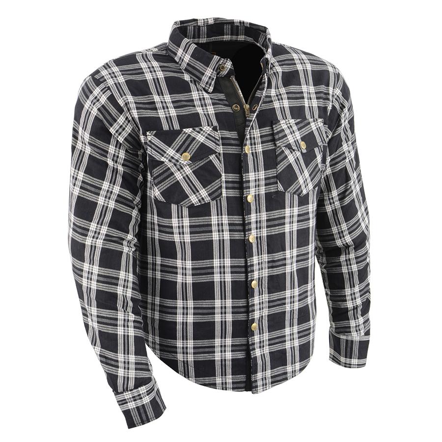 Milwaukee Performance MPM1646 Men's Black and White Armored Long Sleeve Flannel Shirt with Kevlar