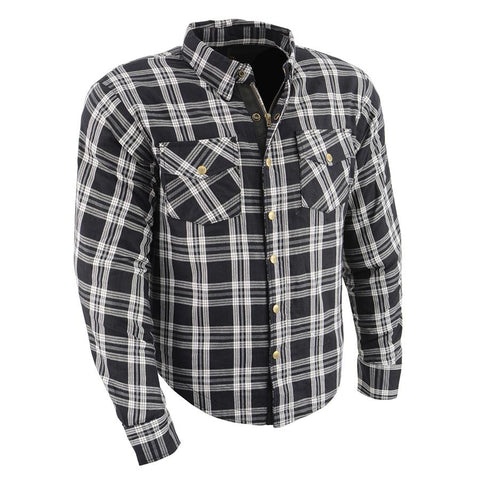 Milwaukee Performance MPM1646 Men's Black and White Armored Long Sleeve Flannel Shirt with Kevlar