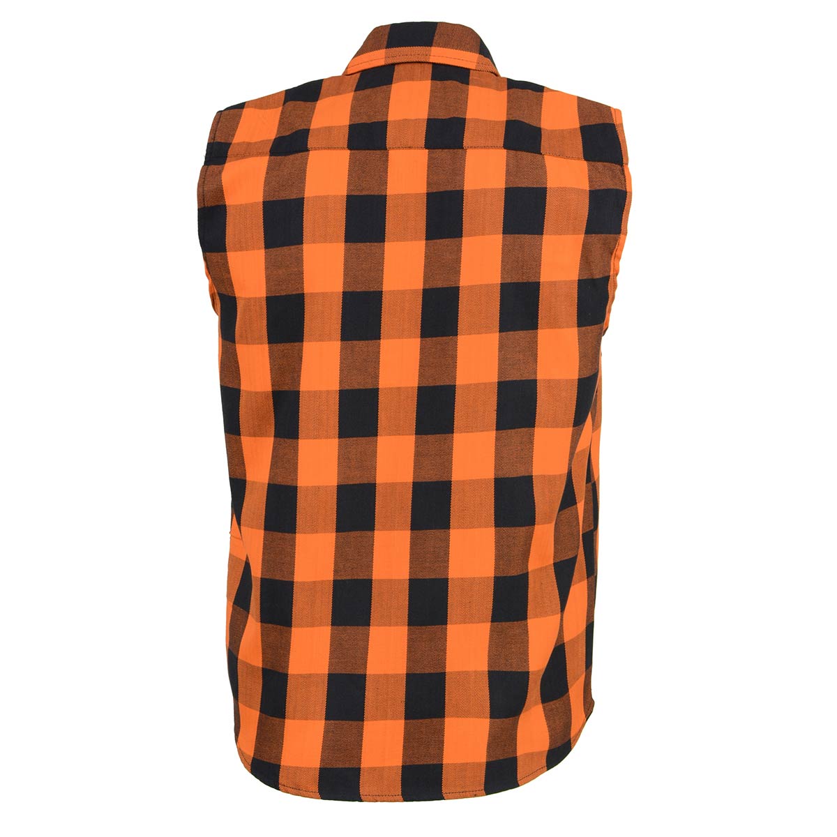 Milwaukee Leather MPM1655 Men's 'Checkered' Black and Orange Sleeveless Shirt