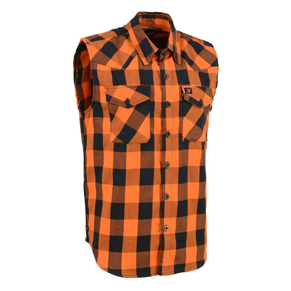 Milwaukee Leather MPM1655 Men's Classic Black and Orange Button-Down F –  Hot Leathers